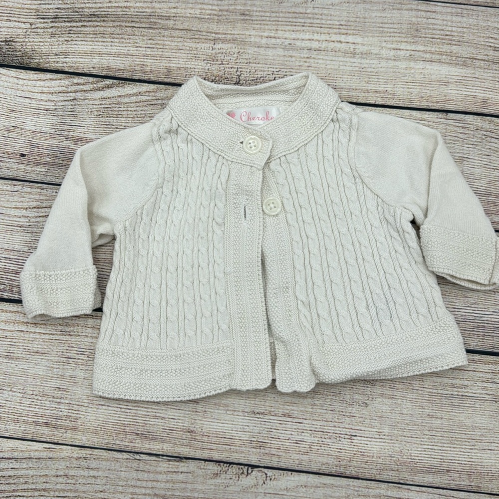 Cherokee Cream Knit Cardigan Size Newborn